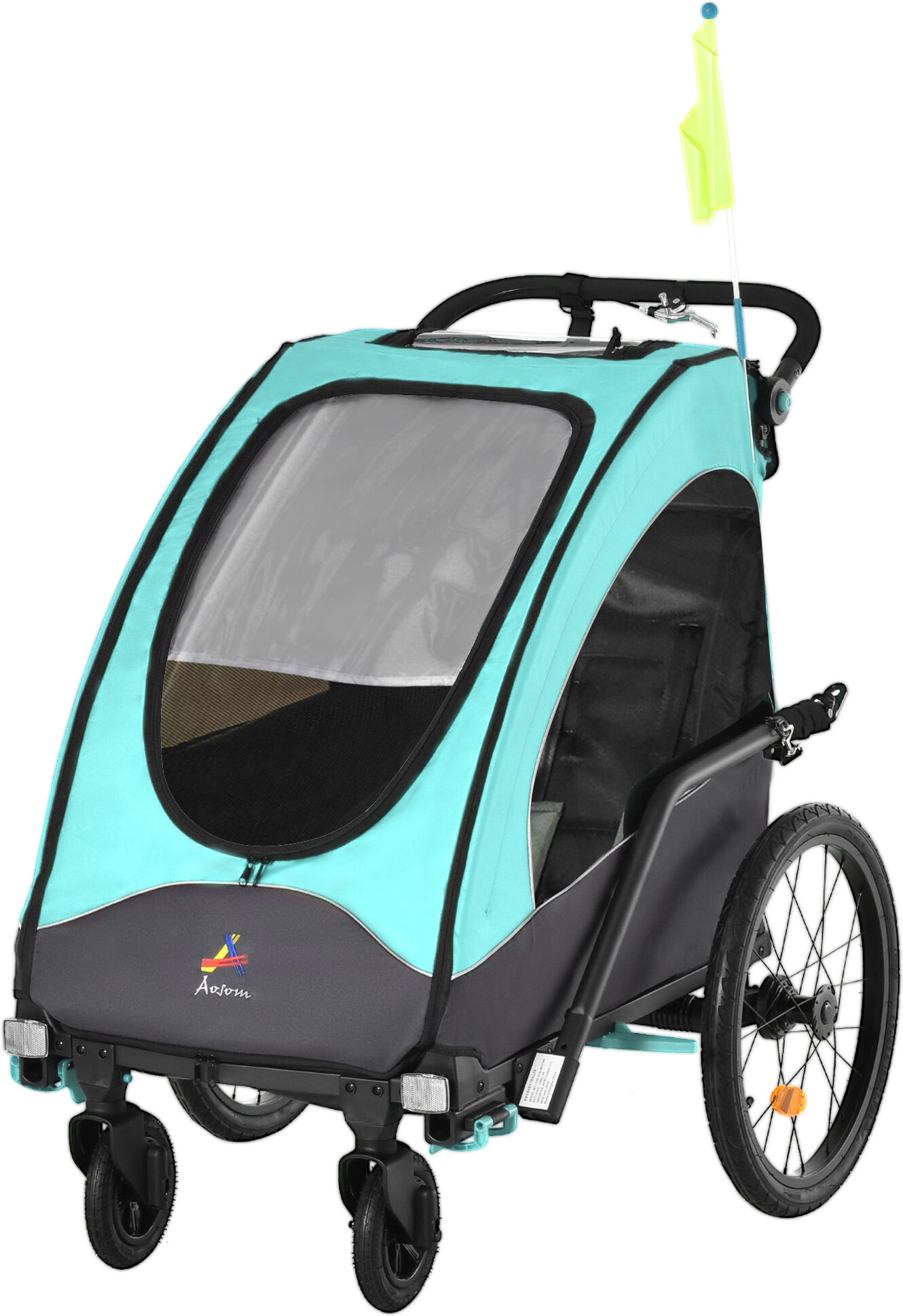 Aosom 3-in-1 Folding Child Bike Trailer   Baby Trailer with Shock Absorbing Frame & Adjustable Handlebar, Blue/Grey   Aosom.com