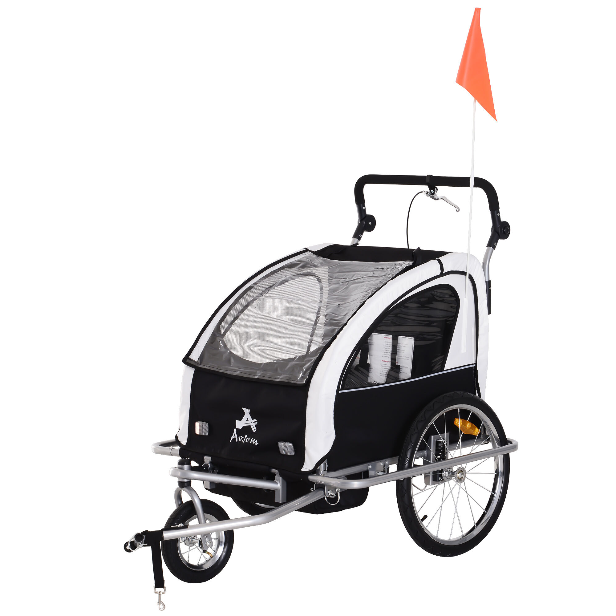 Aosom Elite 360 Swivel Single Child White Bike Trailer, Safe Bicycle Cargo Carrier with Safety Harnesses & Cart   Aosom.com