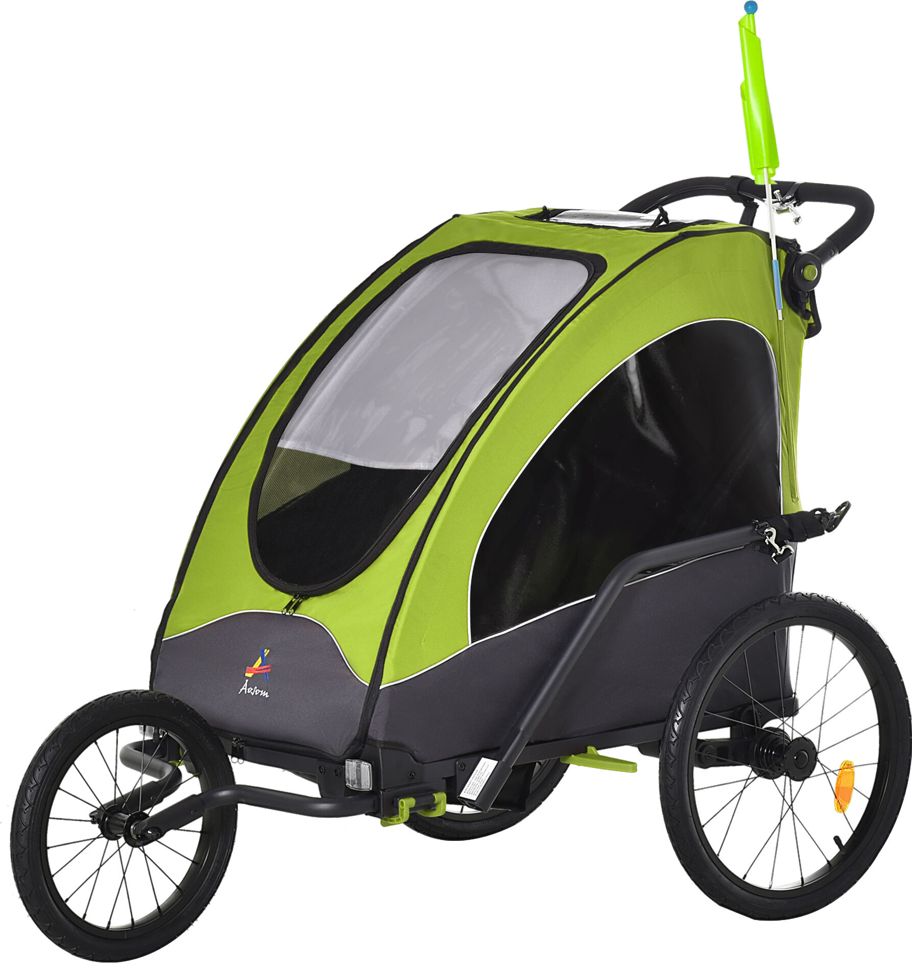 Aosom Child Bike Trailer 3 In1   Foldable Baby Trailer Transport Carrier   Shock Absorber System Rubber Tires Adjustable Handlebar   Aosom.com