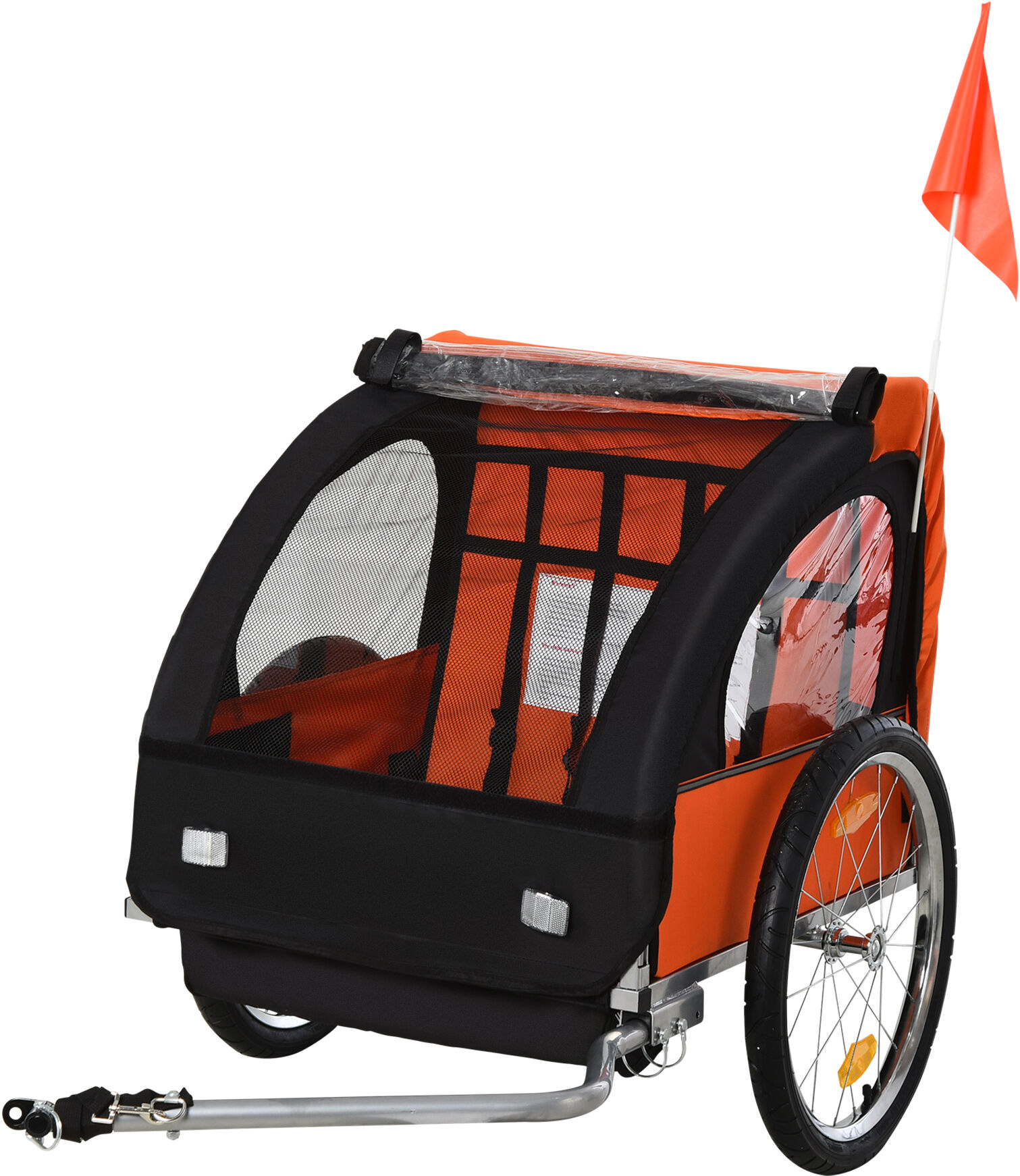 Aosom 2-Seat Kids Child Bicycle Trailer   Strong Steel Frame   5-Point Safety Harnesses & Comfortable Seating, Orange   Aosom.com