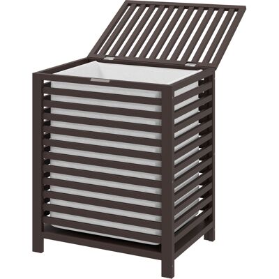 HOMCOM 55 L Bamboo Laundry Basket with Lid, Cloth Hamper with Removable Liner Bag, 19.75 x 14.25 x 23.5 Inches, Coffee HOMCOM 55 L Bamboo Laundry Basket with Lid, Cloth Hamper with Removable Liner Bag, 19.75 x 14.25 x 23.5 Inches, Coffee