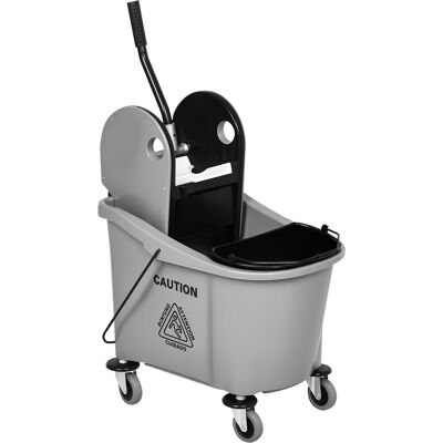 HOMCOM 9.5 Gallon Mop Bucket Wringer Cleaning Cart, Black with Dual Buckets, 4 Wheels & Mop-Handle Holder Aosom.com HOMCOM 9.5 Gallon Mop Bucket Wringer Cleaning Cart, Black with Dual Buckets, 4 Wheels & Mop-Handle Holder Aosom.com