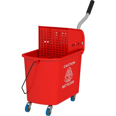 HOMCOM Mop Bucket with Wringer on Wheels 21 Quart Floor Cleaning Red Separate Dirty Clean Water System Aosom.com HOMCOM Mop Bucket with Wringer on Wheels 21 Quart Floor Cleaning Red Separate Dirty Clean Water System Aosom.com