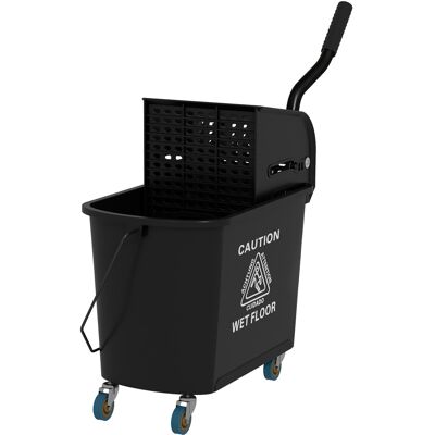 HOMCOM Mop Bucket with Wringer on Wheels 21 Quart Floor Cleaning Black Separate Dirty Clean Water System Aosom.com HOMCOM Mop Bucket with Wringer on Wheels 21 Quart Floor Cleaning Black Separate Dirty Clean Water System Aosom.com