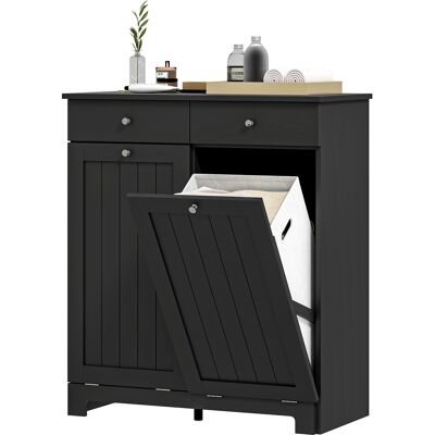 HOMCOM Laundry Hamper Cabinet, Laundry Cabinet with 2 Tilt Out Laundry Baskets and 2 Drawers, Black HOMCOM Laundry Hamper Cabinet, Laundry Cabinet with 2 Tilt Out Laundry Baskets and 2 Drawers, Black