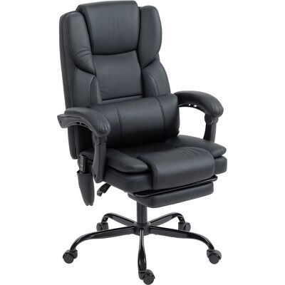 HOMCOM Office Chair with Massage, Pet-Friendly Faux Leather Reclining Desk Chair with Lumbar Support, Footrest, Black HOMCOM Office Chair with Massage, Pet-Friendly Faux Leather Reclining Desk Chair with Lumbar Support, Footrest, Black