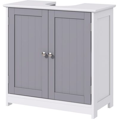 kleankin Bathroom Vanity Cabinet, Sink Cabinet with U-Shape Cut-Out, Adjustable Shelf, White and Gray Aosom.com kleankin Bathroom Vanity Cabinet, Sink Cabinet with U-Shape Cut-Out, Adjustable Shelf, White and Gray Aosom.com