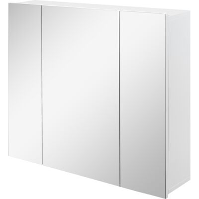 kleankin Wall Mounted Mirror Cabinet, Bathroom Medicine Cabinet with Mirror, 3 Doors and Adjustable Shelves, White kleankin Wall Mounted Mirror Cabinet, Bathroom Medicine Cabinet with Mirror, 3 Doors and Adjustable Shelves, White