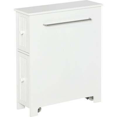 kleankin Slim Bathroom Cabinet Freestanding Toilet Paper Storage Two Drawers Side Towel Rack White Aosom.com kleankin Slim Bathroom Cabinet Freestanding Toilet Paper Storage Two Drawers Side Towel Rack White Aosom.com