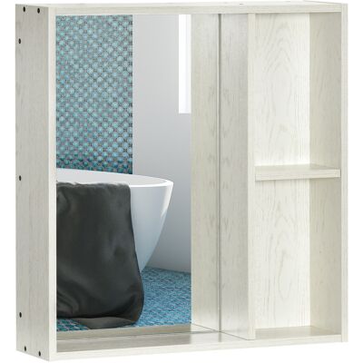 kleankin Wall Mounted Medicine Cabinet White with Mirror Storage Shelf 24.75x25.5 Inch Bathroom Cabinet Aosom.com kleankin Wall Mounted Medicine Cabinet White with Mirror Storage Shelf 24.75x25.5 Inch Bathroom Cabinet Aosom.com