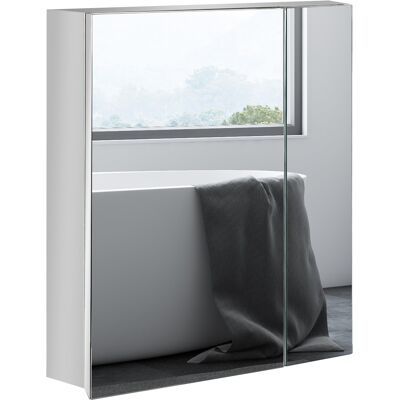 kleankin Bathroom Medicine Cabinet with Mirror, Bathroom Wall Cabinet with 3-Tier Storage Shelves & Hinged Doors, Silver kleankin Bathroom Medicine Cabinet with Mirror, Bathroom Wall Cabinet with 3-Tier Storage Shelves & Hinged Doors, Silver