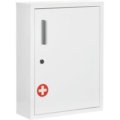 kleankin Bathroom Medicine Cabinet with Shelves Inside & On Door, Locking Medical Cabinet, First Aid Bathroom Wall Cabinet White kleankin Bathroom Medicine Cabinet with Shelves Inside & On Door, Locking Medical Cabinet, First Aid Bathroom Wall Cabinet White