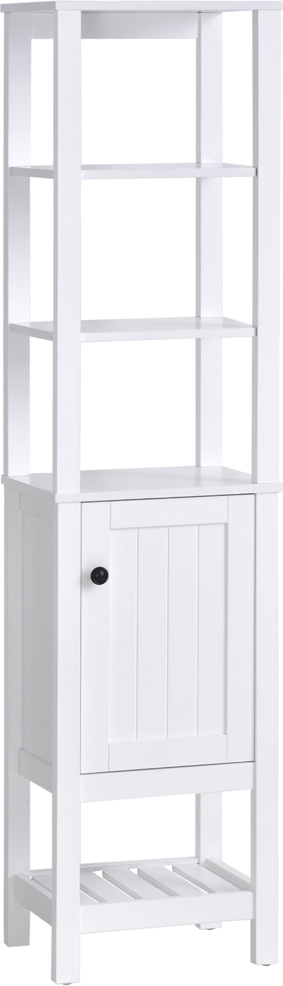 HOMCOM Freestanding Wood Bathroom Storage Tall Cabinet Organizer Tower with Shelves Compact Design White   Aosom.com