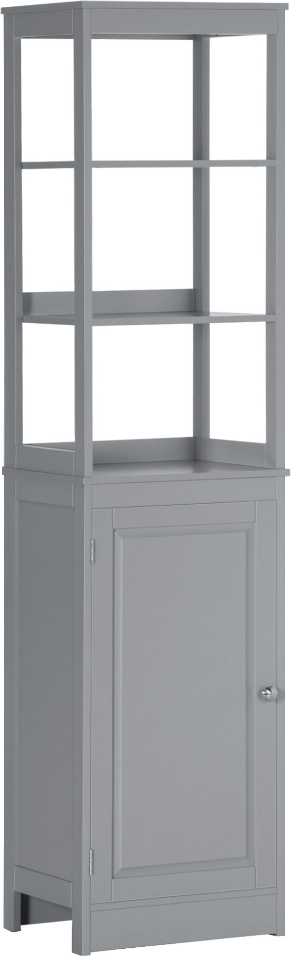 Kleankin Freestanding Tall Linen Bathroom Cabinet with Open Shelves Compact Design Grey Storage Organizer Tower   Aosom.com