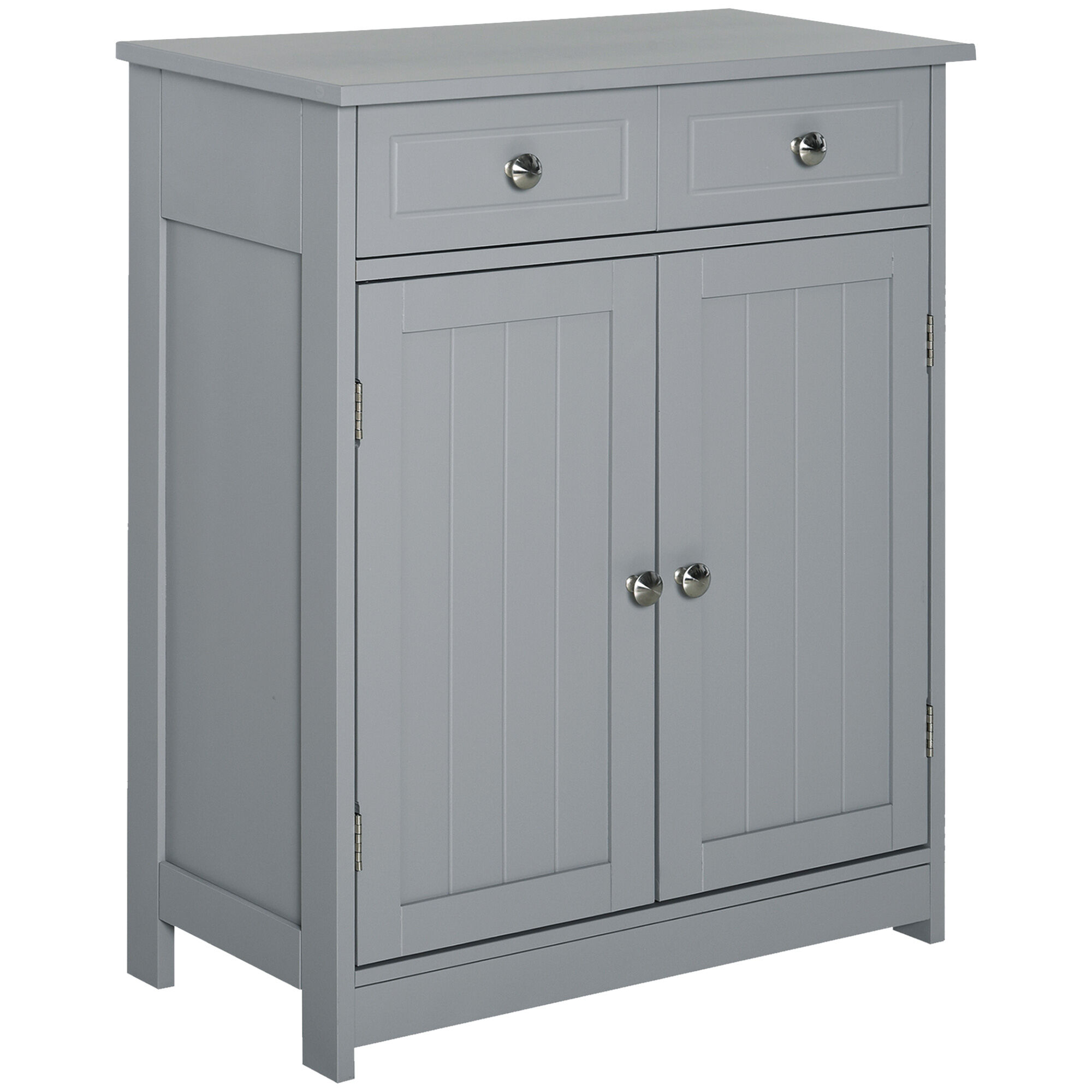 Kleankin Compact Freestanding Bathroom Linen Cabinet with 2 Drawers Metal Knob Elevated Base MDF Grey Storage Solution   Aosom.com