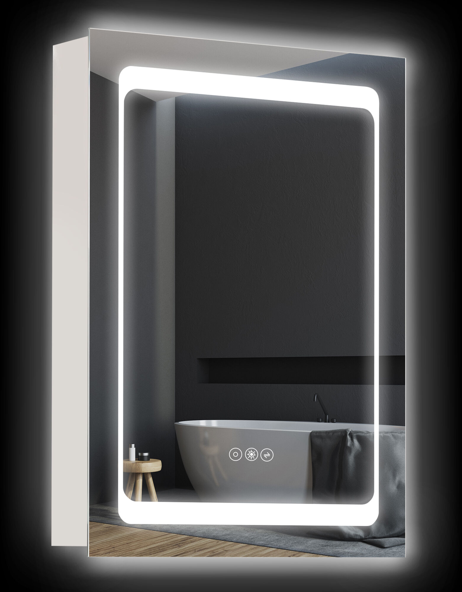 Kleankin LED Dimmable Medicine Cabinet with Mirror Wall-mounted Bathroom 3-tier Storage Shelves Single Door   Aosom.com