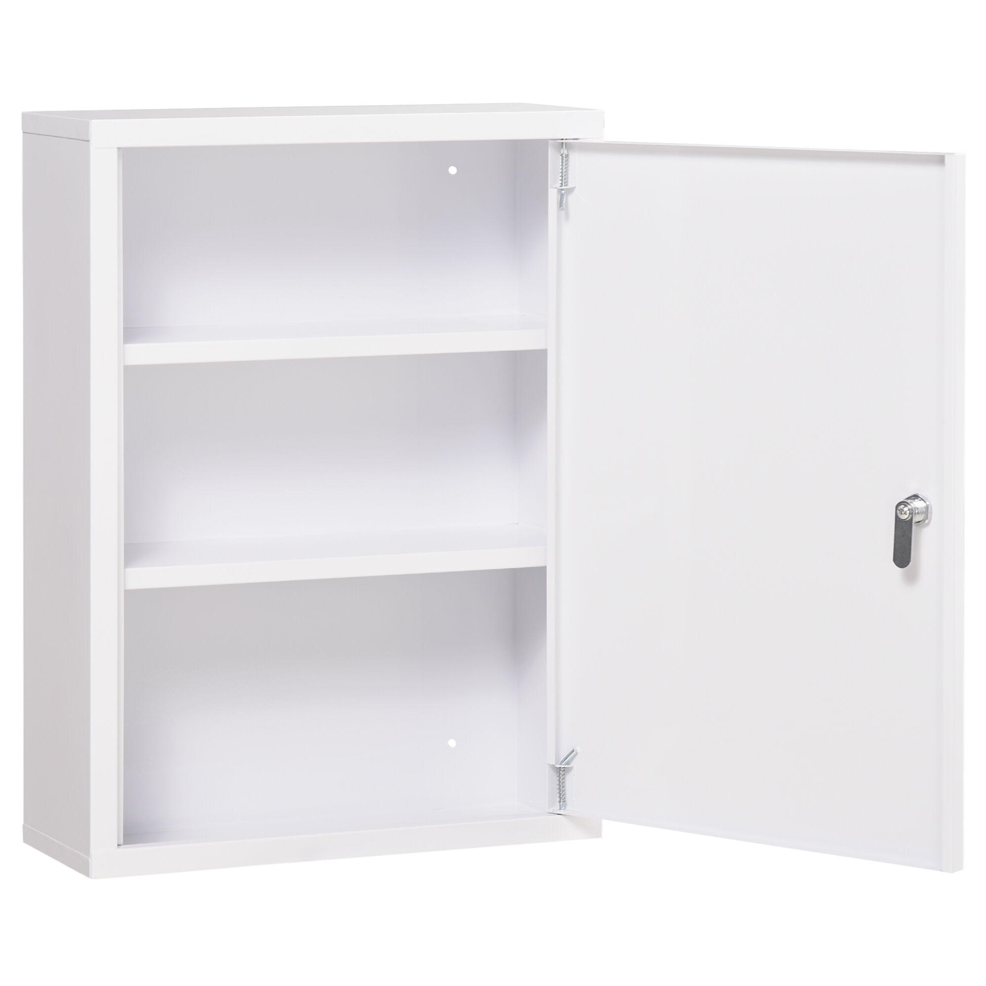 kleankin Lockable Medicine Cabinet 3 Tier Steel Wall Box 2 Keys Shelves White   Aosom.com
