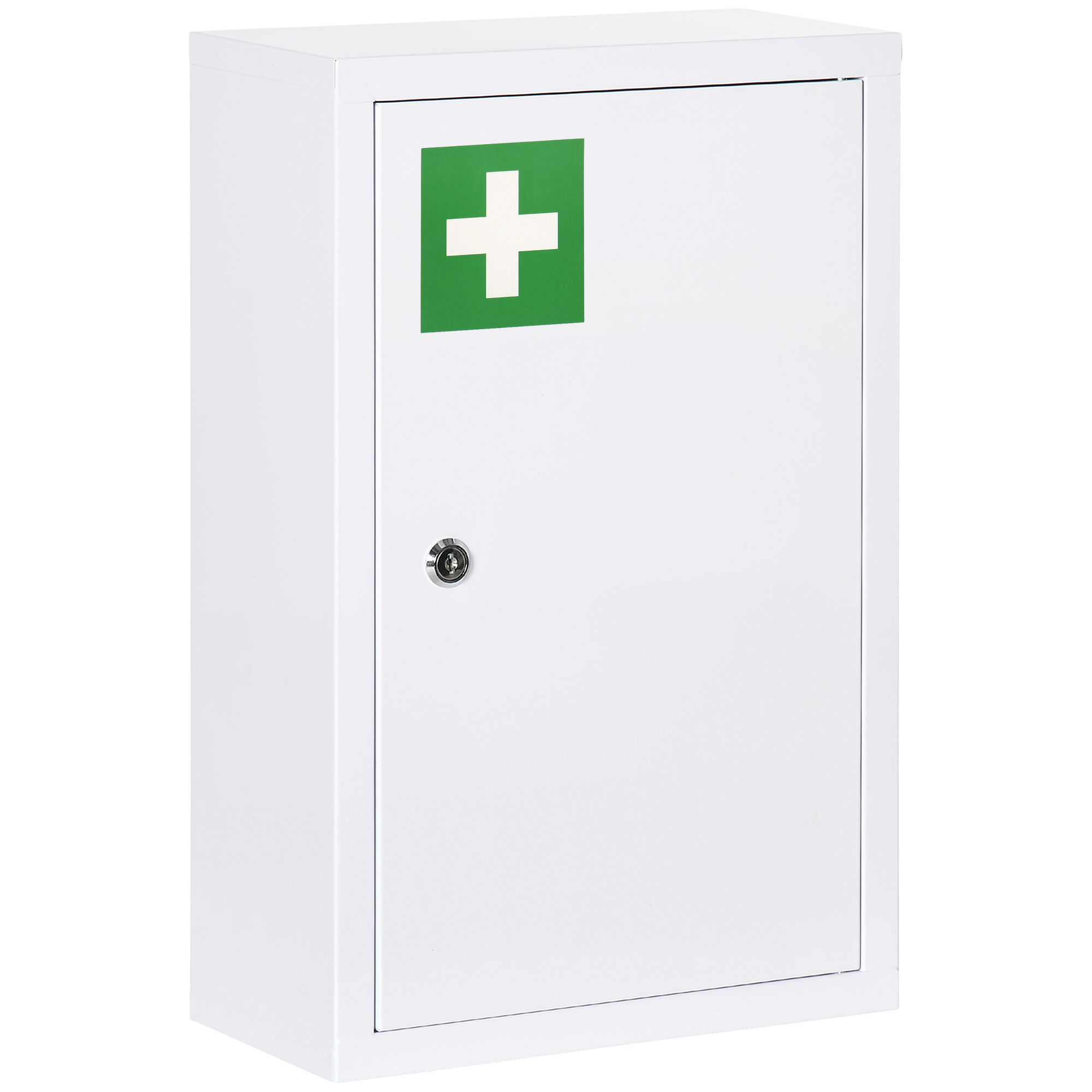 kleankin 12x18 White Lockable Medicine Cabinet 3 Tier Steel Medical Box 2 Keys Bathroom Wall Storage   Aosom.com
