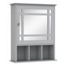 Kleankin Versatile Wall Cabinet: Gray Wall-Mounted Bathroom/Kitchen Cabinet with Mirror Door & Open Shelves   Aosom.com