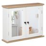 Kleankin Wooden Medicine Cabinet Wall Mount with Mirror Double Doors Adjustable Shelf White   Aosom.com