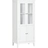 kleankin White Bathroom Floor Cabinet 2 Storage Units Tempered Glass Door Adjustable Shelves Linen Tower   Aosom.com