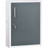 kleankin Wall Medicine Cabinet with Lock, Hanging Medical Cabinet, First Aid Wall Cabinet for Bathroom Kitchen, White and Grey