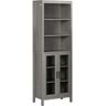 Kleankin Elegant Display Cabinet: Tall Gray Wood Cabinet with 3 Shelves & Glass Door   Aosom.com