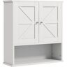 Kleankin Rustic Wall Organizer: White Farmhouse Medicine Cabinet with Barn Doors & Shelf   Aosom.com