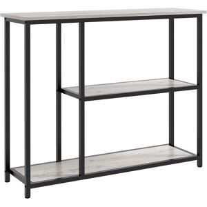 HOMCOM Foyer Console Stand with Dual Display Racks, Steel Frame, Living Room Chic Gray   Aosom.com