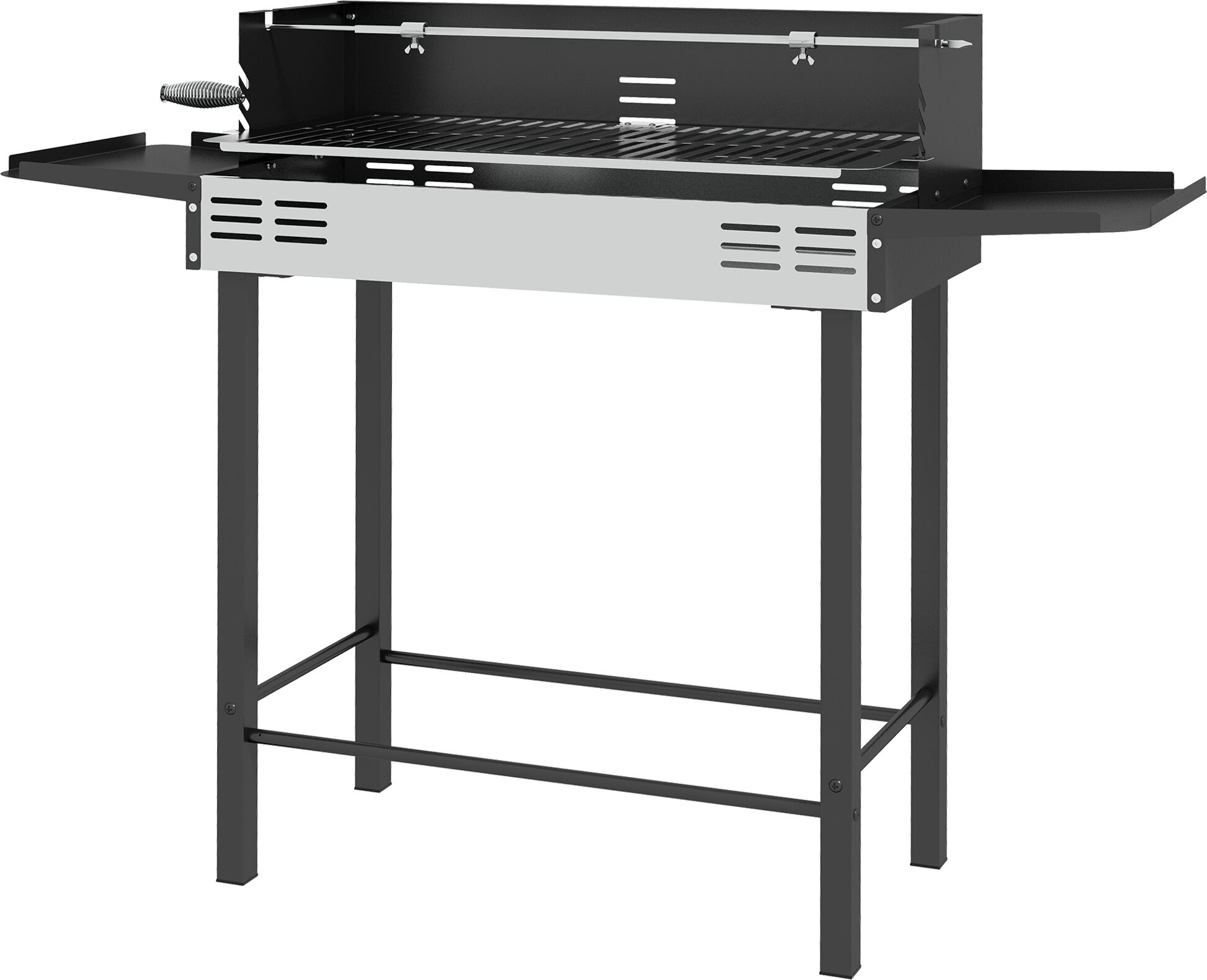 Outsunny BBQ Rotisserie Charcoal Grill for Chicken Turkey with 3-Level Grate Storage Shelves Stainless Steel   Aosom.com