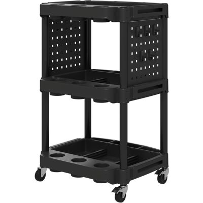 HOMCOM 3-Tier Rolling Tool Cart, 200 LBS Capacity Plastic Utility Cart with Side Shelves for Garage, Workshop, Black Aosom.com HOMCOM 3-Tier Rolling Tool Cart, 200 LBS Capacity Plastic Utility Cart with Side Shelves for Garage, Workshop, Black Aosom.com