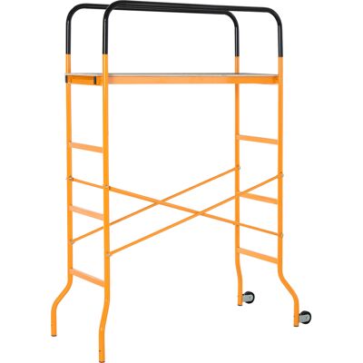 HOMCOM 4-Step Steel Scaffold Organizer Platform, Anti-Skid Mobile Scaffolding Ladder with 2 Wheels, Free Moving for Indoor/Outdoor Decoration HOMCOM 4-Step Steel Scaffold Organizer Platform, Anti-Skid Mobile Scaffolding Ladder with 2 Wheels, Free Moving for Indoor/Outdoor Decoration