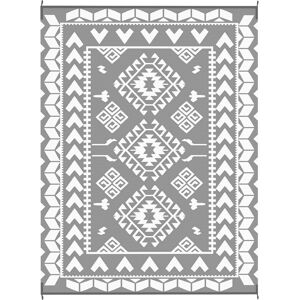 Outsunny Reversible Outdoor Rug, Waterproof Plastic Straw with Carry Bag, 9' x 12', Gray & White Rhombus Patchwork Outsunny Reversible Outdoor Rug, Waterproof Plastic Straw with Carry Bag, 9' x 12', Gray & White Rhombus Patchwork