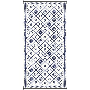 Outsunny Reversible Outdoor Rug, Waterproof Plastic Straw with Carry Bag, 9' x 18', Blue & White Rhombus Outsunny Reversible Outdoor Rug, Waterproof Plastic Straw with Carry Bag, 9' x 18', Blue & White Rhombus