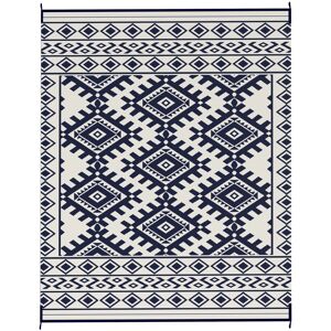 Outsunny Reversible Outdoor Rug, Waterproof Plastic Straw with Carry Bag, 8' x 10', Blue & White Rhombus Border Outsunny Reversible Outdoor Rug, Waterproof Plastic Straw with Carry Bag, 8' x 10', Blue & White Rhombus Border