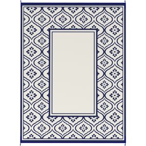 Outsunny Reversible Outdoor Rug, Waterproof Plastic Straw with Carry Bag, 9' x 12', Blue & White Gourd Border Outsunny Reversible Outdoor Rug, Waterproof Plastic Straw with Carry Bag, 9' x 12', Blue & White Gourd Border