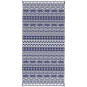 Outsunny Reversible Outdoor Rug, Waterproof Plastic Straw with Carry Bag, 9' x 18', Blue & White Geometric Wall Outsunny Reversible Outdoor Rug, Waterproof Plastic Straw with Carry Bag, 9' x 18', Blue & White Geometric Wall