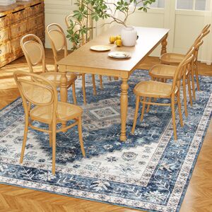 HOMCOM 5x7 Area Rug, Vintage Washable Rug, Non-Slip Floor Carpet for Living Room, Bedroom, Dining Room, Blue HOMCOM 5x7 Area Rug, Vintage Washable Rug, Non-Slip Floor Carpet for Living Room, Bedroom, Dining Room, Blue