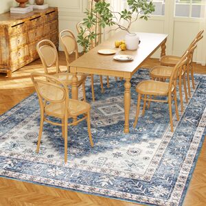 HOMCOM 8x10 Area Rug, Vintage Washable Rug, Non-Slip Floor Carpet for Living Room, Bedroom, Dining Room, Blue HOMCOM 8x10 Area Rug, Vintage Washable Rug, Non-Slip Floor Carpet for Living Room, Bedroom, Dining Room, Blue
