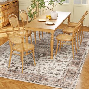 HOMCOM 5x7 Area Rug, Vintage Machine Washable Rug, Non-Slip Floor Carpet for Living Room, Bedroom, Dining Room, Tan HOMCOM 5x7 Area Rug, Vintage Machine Washable Rug, Non-Slip Floor Carpet for Living Room, Bedroom, Dining Room, Tan