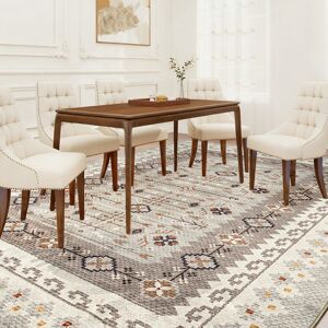 HOMCOM Machine Washable Area Rug 4x6, Non-Slip Boho Flannel Print Floor Carpet for Living Room, Bedroom, Dining Room, Brown HOMCOM Machine Washable Area Rug 4x6, Non-Slip Boho Flannel Print Floor Carpet for Living Room, Bedroom, Dining Room, Brown
