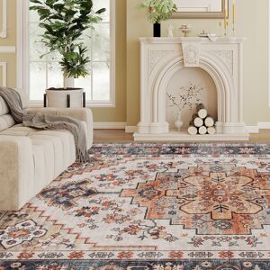 HOMCOM Area Rug 8x10, Machine Washable Rug, Non-Slip Boho Print Pattern Medallion Carpet for Living Room, Bedroom, Tawny Brown HOMCOM Area Rug 8x10, Machine Washable Rug, Non-Slip Boho Print Pattern Medallion Carpet for Living Room, Bedroom, Tawny Brown