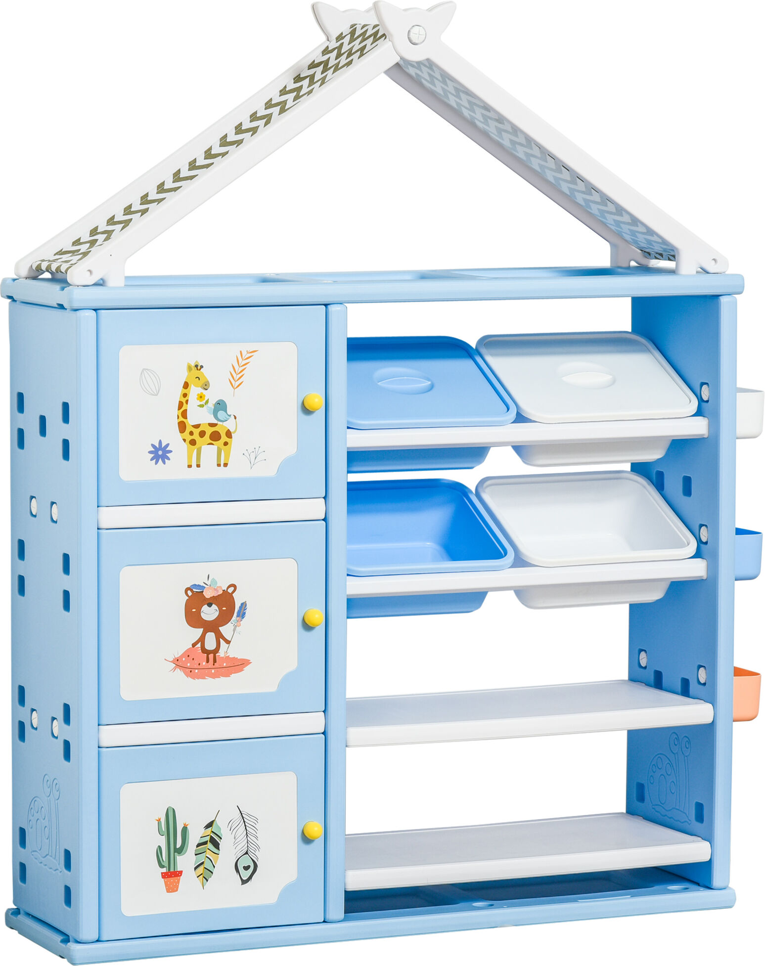 Qaba Kids toy Organizer and Storage Book Shelf with shelves, storage cabinets, storage boxes, and storage baskets, Blue