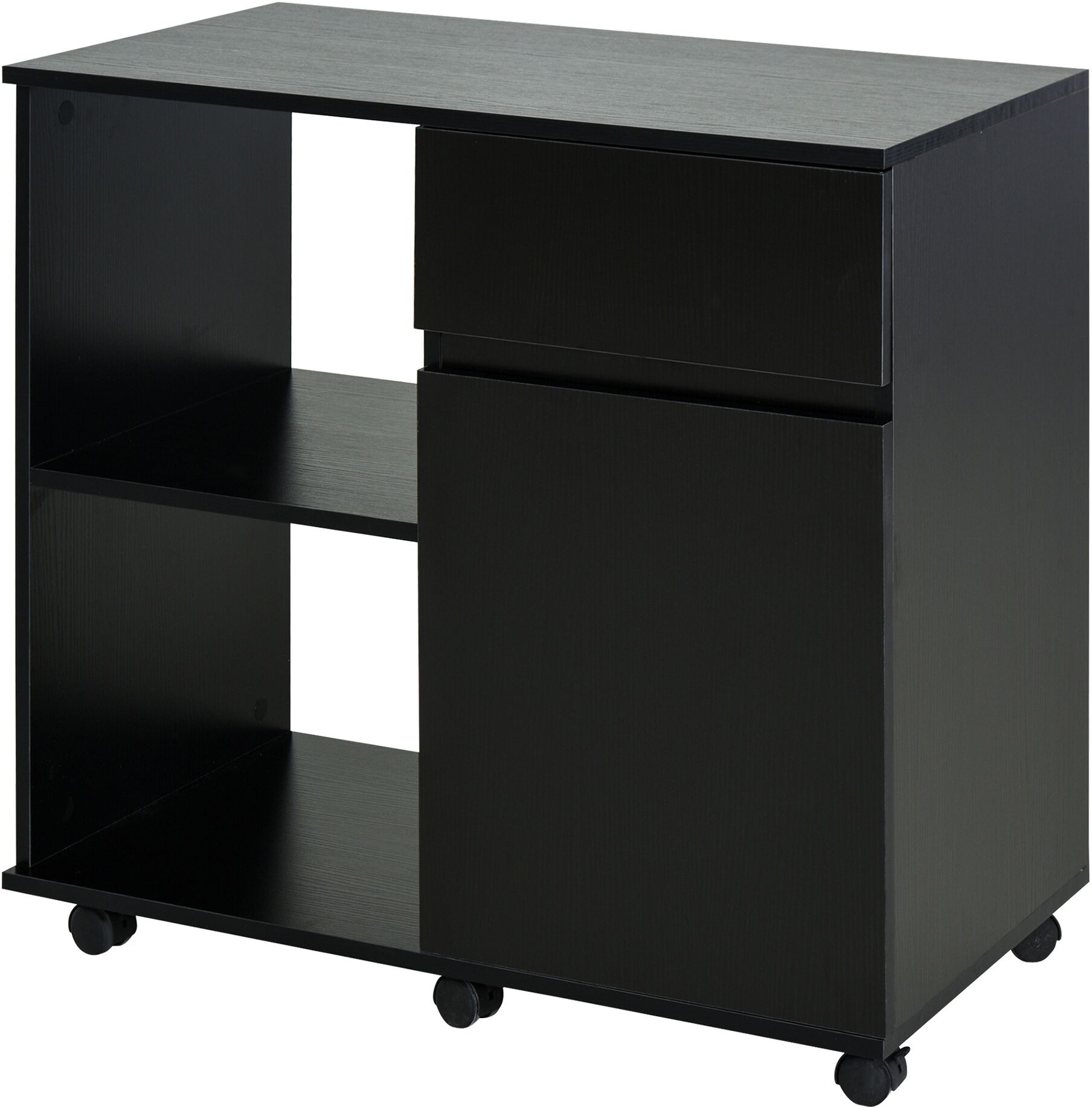 HOMCOM File Cabinet/Printer Stand with Open Storage Shelves, for Home or Office Use, Including an Easy Drawer, Black