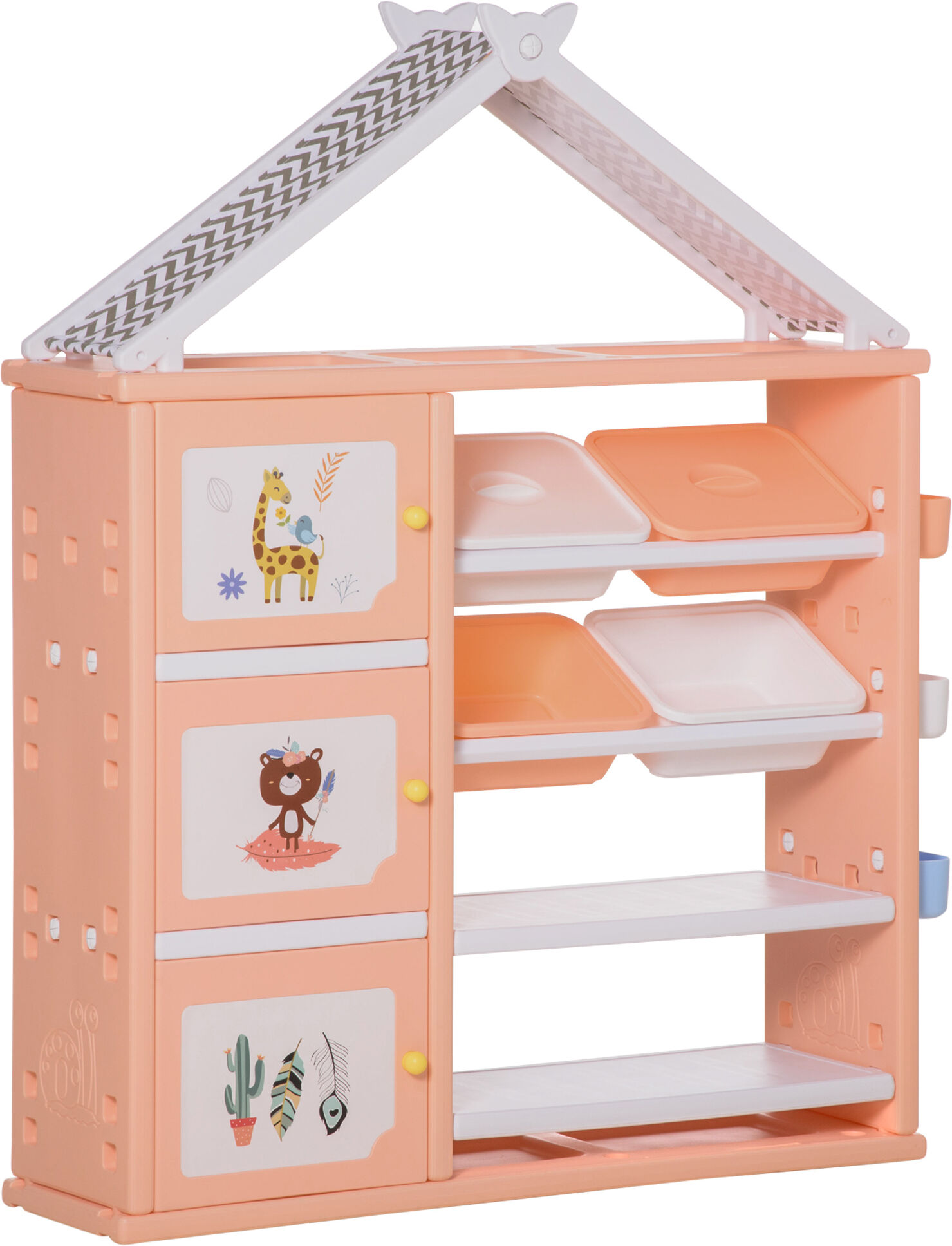 Qaba Kids toy Organizer and Storage Book Shelf with shelves, storage cabinets, storage boxes, and storage baskets, Orange