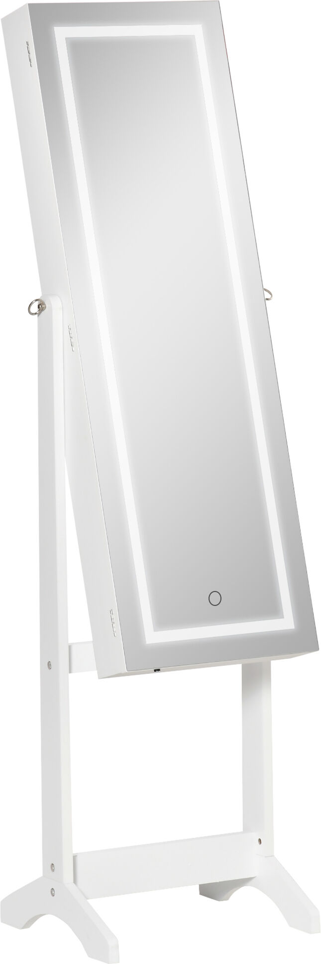 HOMCOM Floor Standing Jewelry Cabinet, Lockable Jewelry Organizer with Full-Length Mirror,  and 4 Adjustable Angles, White