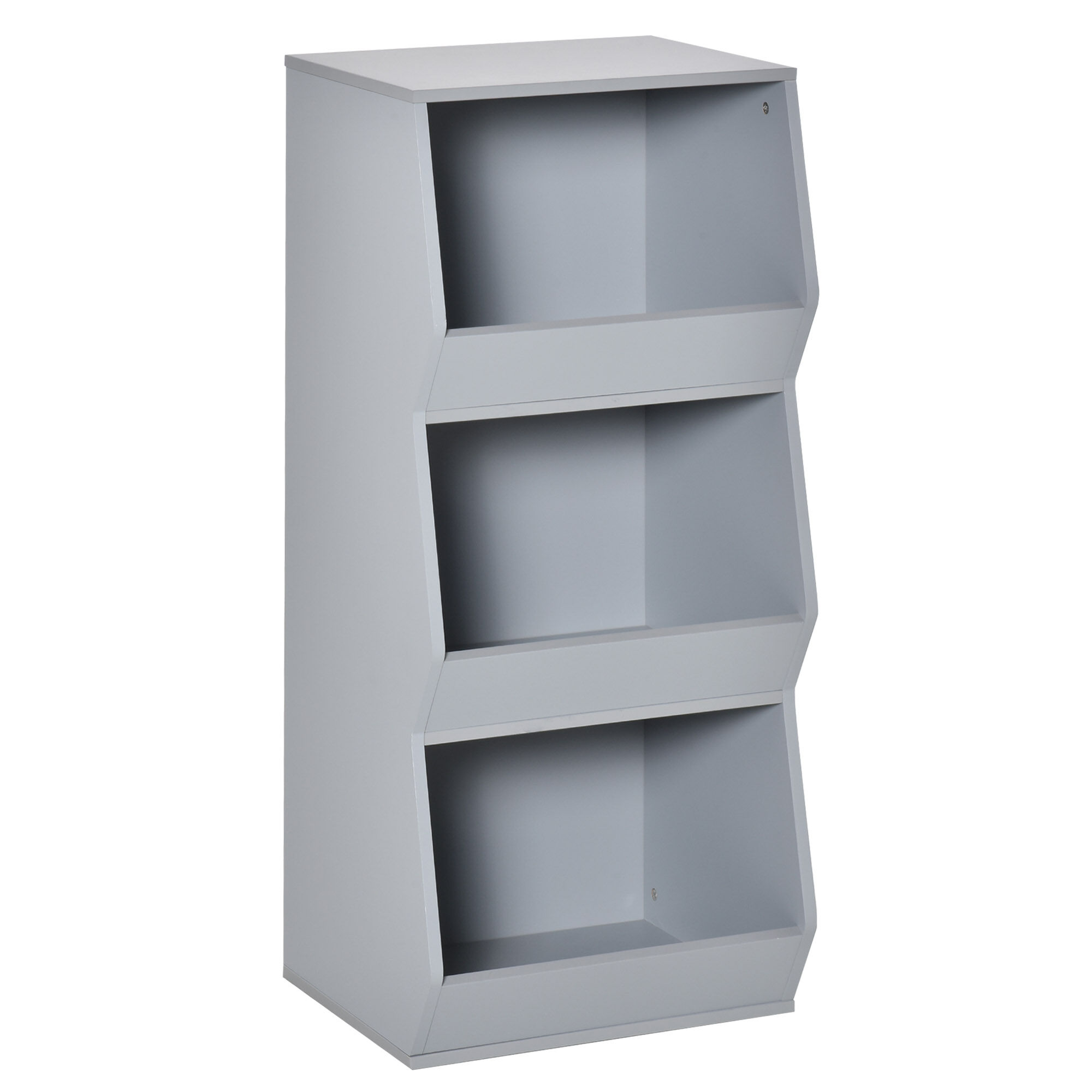 HOMCOM Grey Kids Storage Cabinet 3-Shelf Anti-toppling Organizer Childrens Bookcase for Playroom Bedroom Space-Saving Book Rack   Aosom.com