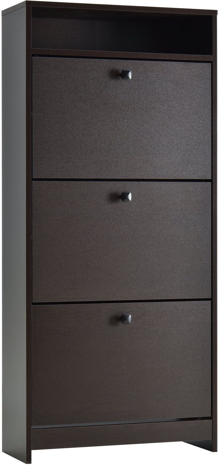 HOMCOM Trendy Shoe Storage Cabinet 3 Large Fold-Out Drawers Spacious Top Surface Espresso   Aosom.com