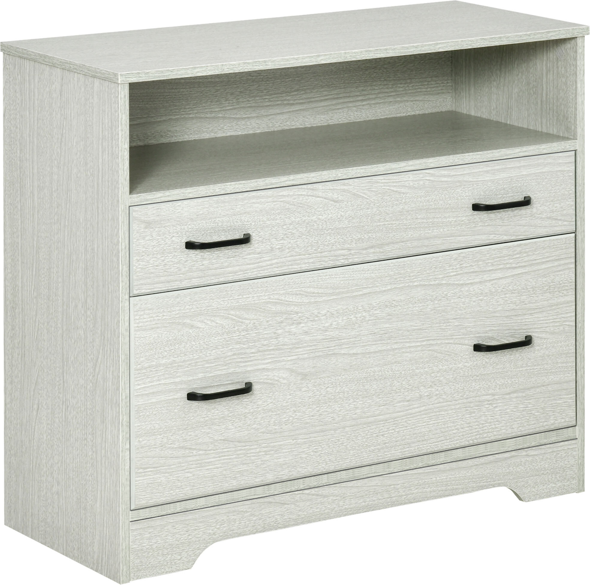 Vinsetto Office Storage Lateral File Cabinet Grey with 2 Drawers and Shelf for Letter Sized Papers   Aosom.com