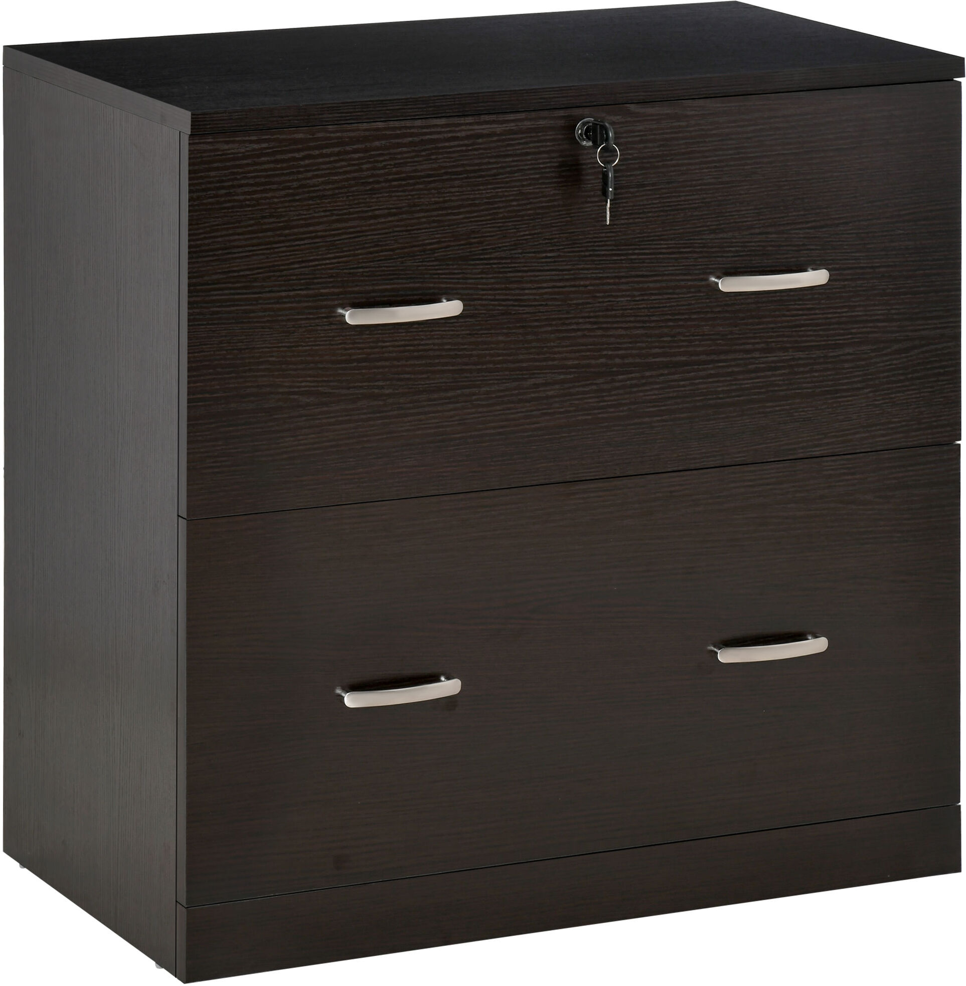 Vinsetto 2-Drawer File Cabinet with Lock and Keys, Vertical Storage Filing Cabinet with Hanging Bar for A4 Size, Home Office, Espresso